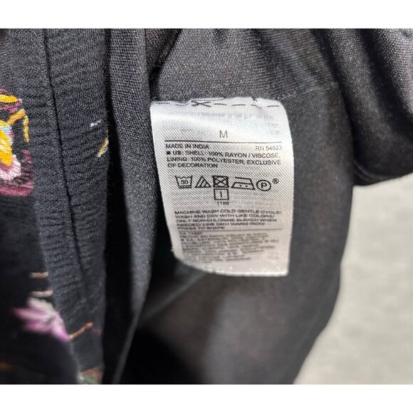 Old Navy Womens Black Floral Midi Dress‎ M Bell Sleeve Swing - Picture 4 of 5